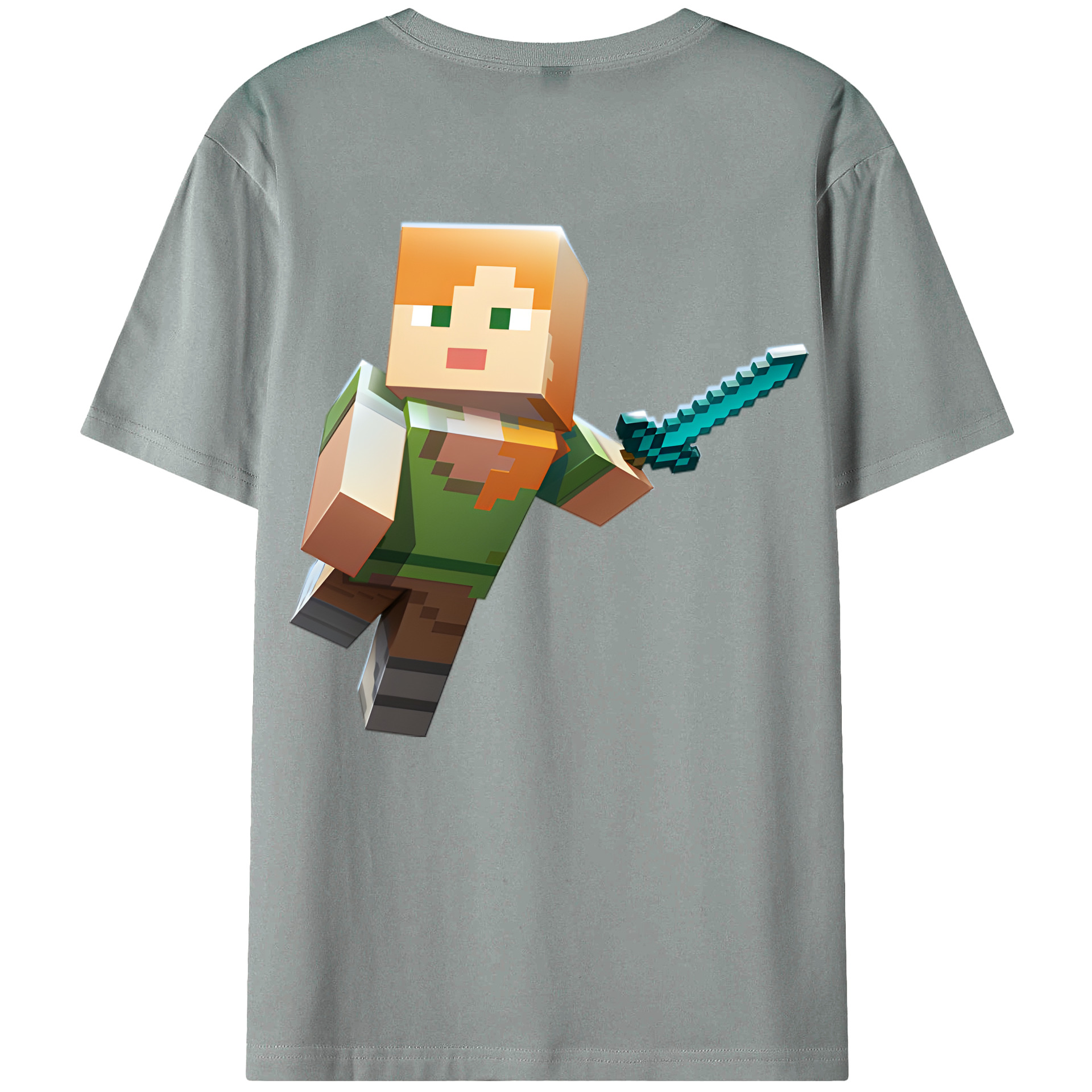 （画像用） マインクラフト ブロックの世界 Minecraft MC Block world 綿100％ メンズ半袖Tシャツ（バックプリント） 通気性